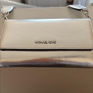 Michael Kors Metallic Silver Clutch
